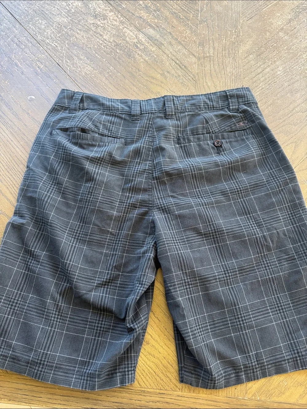 O'Neill Men's Black Plaid Flat Front Shorts